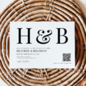 QR Code Moderne Monogramm Hochzeitseinladung Save The Date