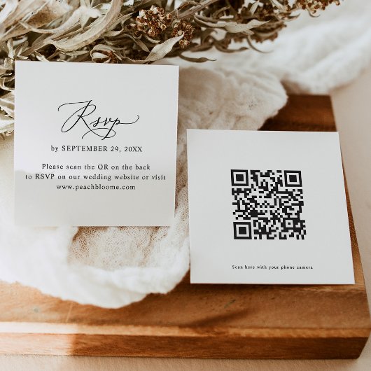 QR Code Moderne Online-Hochzeitkarten für RSVP Quadratische Visitenkarte