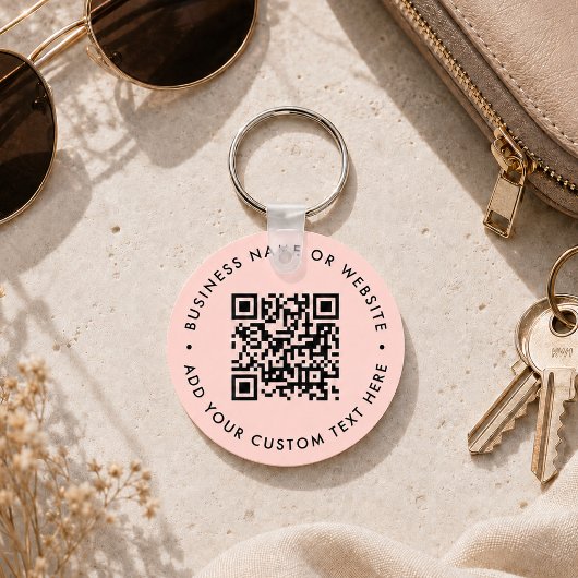 QR-Code | Moderne, rosafarbene Geschäftswelt Schlüsselanhänger