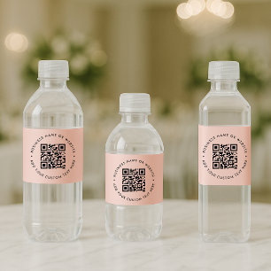 QR-Code   Moderne, rosafarbene Geschäftswelt Wasserflaschenetikett