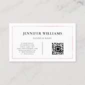 QR Code Moderne Rose Gold Glitzer Pink Girl Visitenkarte (Rückseite)