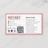 QR-Code | Moderne Rose Gold Mobile Notar Visitenkarte (Rückseite)