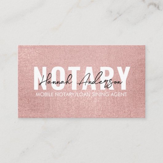 QR-Code | Moderne Rose Gold Mobile Notar Visitenkarte (Vorderseite)