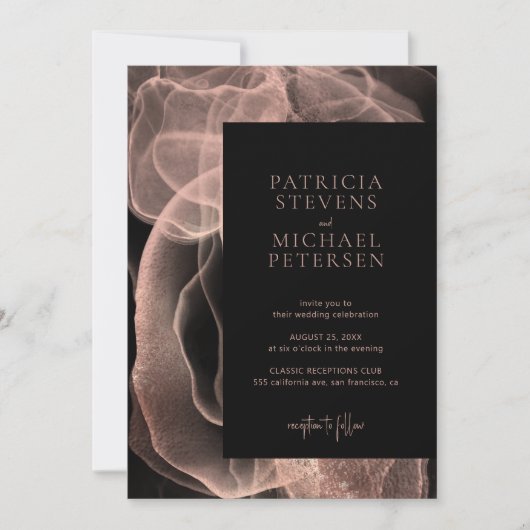 QR-Code Moderne Rose Gold Schwarz Einladung (Vorderseite)