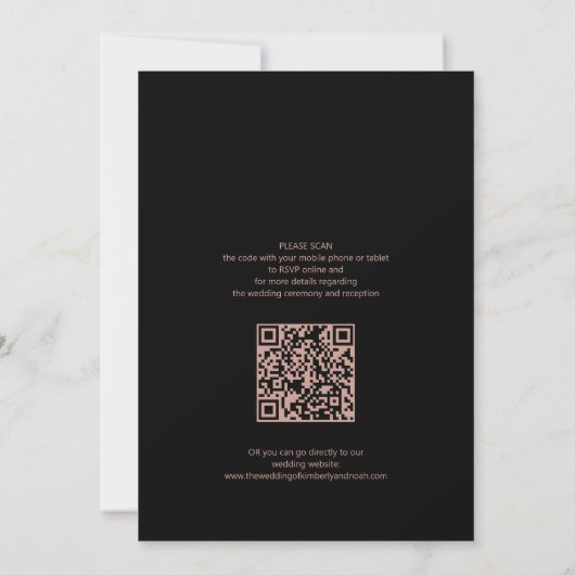 QR-Code Moderne Rose Gold Schwarz Einladung (Rückseite)