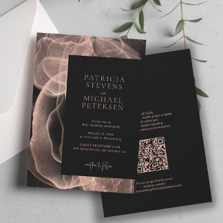 QR-Code Moderne Rose Gold Schwarz Einladung