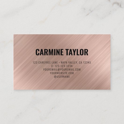 QR Code Moderne Rose Gold Visitenkarte (Rückseite)