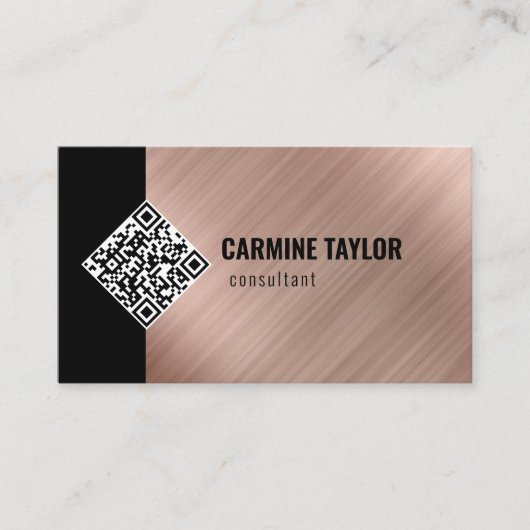 QR Code Moderne Rose Gold Visitenkarte (Vorderseite)