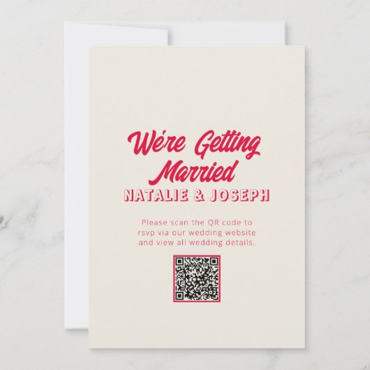 QR-Code Moderne rote Farbenfrohe Witzbold Einladung (Rückseite)