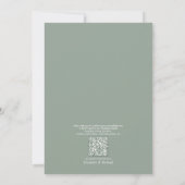 QR-Code Moderne Sage Green Minimal Leaf Hochzeit Einladung (Rückseite)