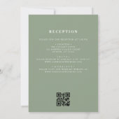 QR-Code Moderne Sage Green Minimal Leaf Hochzeit Einladung (Rückseite)