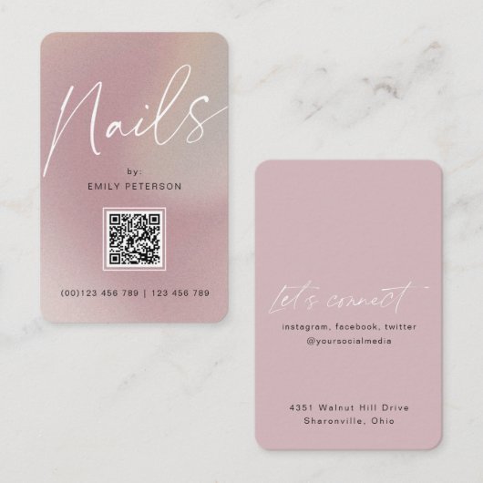 QR-Code Moderne schicke Nägel vertikal Visitenkarte (Vorne/Hinten)