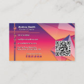 QR-Code Moderne, schlanke Farben Gradient Tech 3D  Visitenkarte (Rückseite)