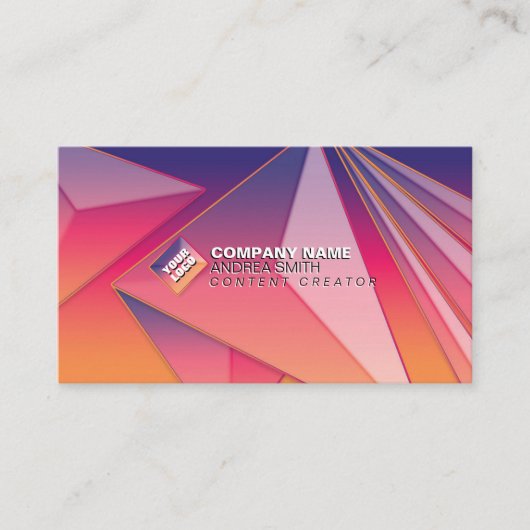 QR-Code Moderne, schlanke Farben Gradient Tech 3D Visitenkarte (Vorderseite)