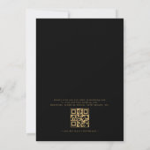 QR Code Moderne Schwarz Gold Minimal Leaf Hochzeit Einladung (Rückseite)