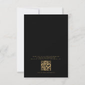 QR Code Moderne Schwarz Gold Minimal Leaf Hochzeit Einladung (Rückseite)