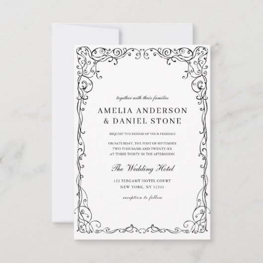 QR-Code Moderne Schwarz/Weiß-Minimal-Hochzeit Einladung (Vorderseite)