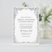 QR-Code Moderne Schwarz/Weiß-Minimal-Hochzeit Einladung (Stehend Vorderseite)