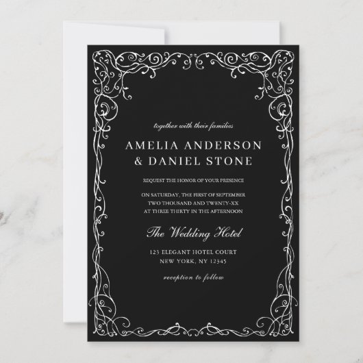 QR-Code Moderne Schwarz/Weiß-Minimal-Hochzeit Einladung (Vorderseite)