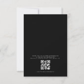 QR Code Moderne Schwarz/Weiß Minimal Leaf Hochzeit Einladung (Rückseite)