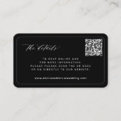 QR CODE Moderne schwarze Hochzeitswebsite Details Begleitkarte (Vorderseite)
