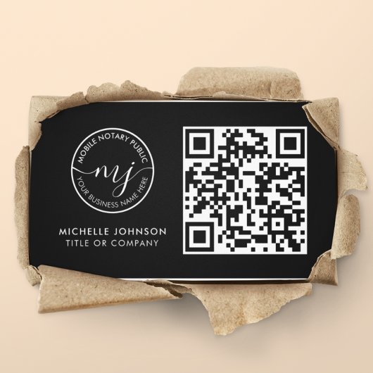 QR-Code Moderne schwarze Notarkarte Visitenkarte