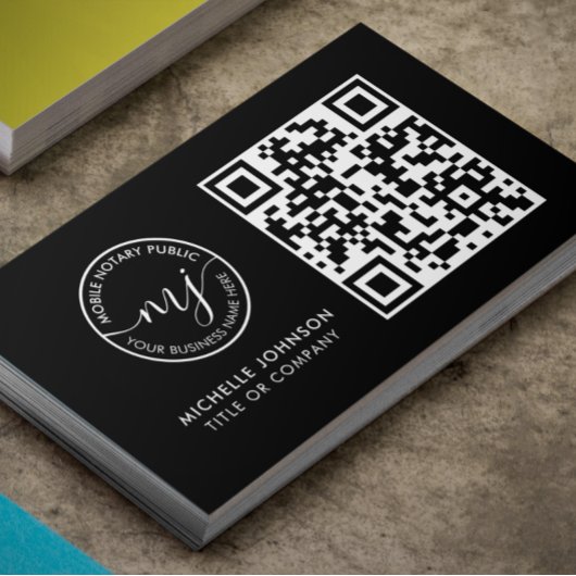 QR-Code Moderne schwarze Notarkarte Visitenkarte