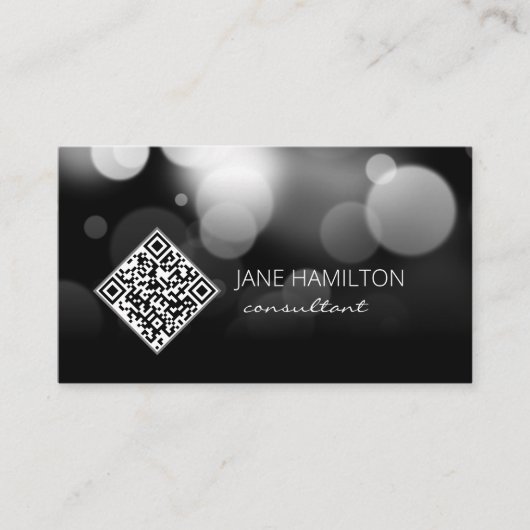 QR-Code Moderne schwarze Visitenkarte (Vorderseite)