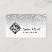 QR-Code Moderne Silber Boutique Visitenkarte (Vorderseite)