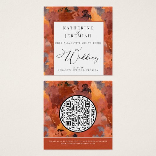 QR Code Moderne Terracotta Boho Hochzeitseinladung (Vorne & Hinten)