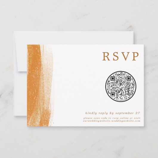 QR Code Moderne Terracotta Gold Foil Wedding RSVP (Vorderseite)