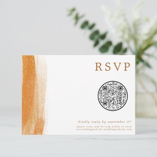 QR Code Moderne Terracotta Gold Foil Wedding RSVP (Stehend Vorderseite)