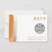 QR Code Moderne Terracotta Gold Foil Wedding RSVP Karte (Vorderseite)