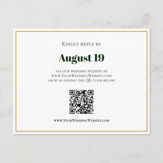 QR Code Moderne Tropenleaf Gold Beach Hochzeit Begleitkarte (Vorderseite)