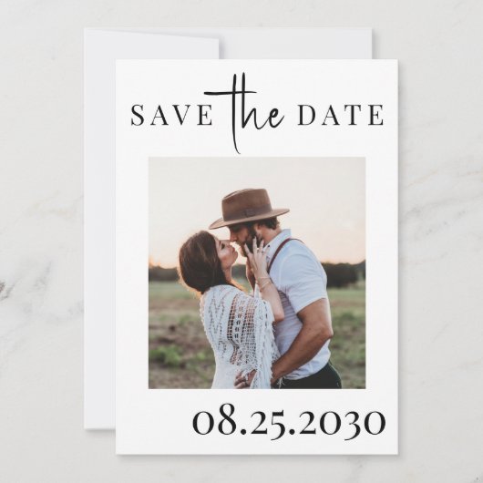 QR CODE Moderne Typografie Foto Hochzeit Save The Date (Vorderseite)