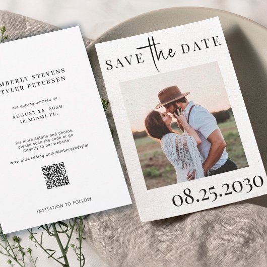 QR CODE Moderne Typografie Foto Hochzeit Save The Date