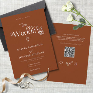QR Code Moderne Typografie Hochzeit in einem Einladung