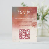 QR Code Moderne Wasserfarbe Terracotta Boho Weddin RSVP Karte (Stehend Vorderseite)