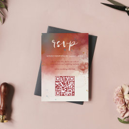 QR Code Moderne Wasserfarbe Terracotta Boho Weddin RSVP Karte