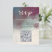 QR Code Moderne Wasserfarben Jewel Tones Boho Wedd RSVP Karte (Stehend Vorderseite)