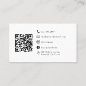 QR-Code Moderner Beruflicher Schwarz-weißer Visitenkarte (Rückseite)
