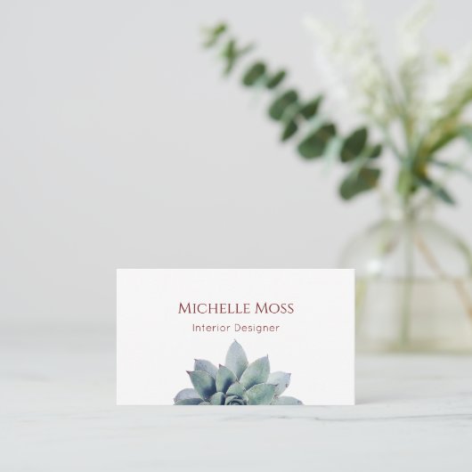 QR-Code Moderner botanischer Sukkulent Visitenkarte (Stehend Vorderseite)