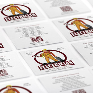 QR Code Moderner Electrician Lighting Contractor Quadratische Visitenkarte