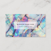 QR Code Moderner, eleganter, holografischer Marmor Visitenkarte (Vorderseite)