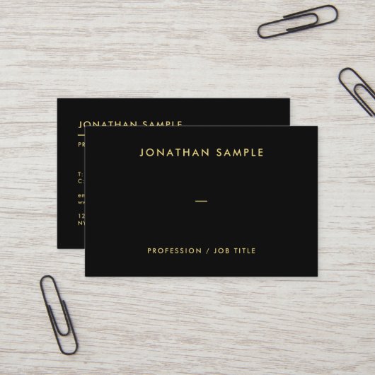 QR Code Moderner eleganter Schwarzer Gold Text Eur Visitenkarte (Vorderseite/Rückseite Beispiel)