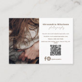 QR Code Moderner Foto Fotograf Visitenkarte (Rückseite)