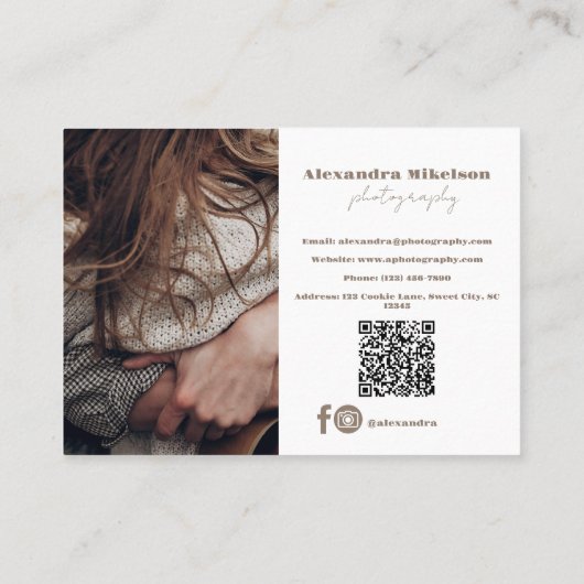 QR Code Moderner Foto Fotograf Visitenkarte (Rückseite)