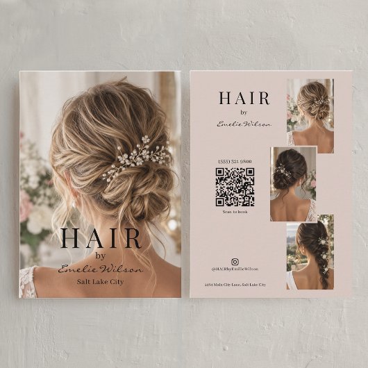 QR-Code Moderner Friseur-Foto Visitenkarte