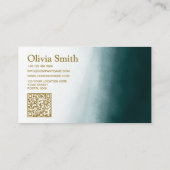 QR-Code Moderner Grün Marmor Kreativdirektor Visitenkarte (Rückseite)