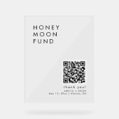 QR-Code Moderner Minimalistischer Honeymoon-Fonds Acrylschild (Vorderseite)